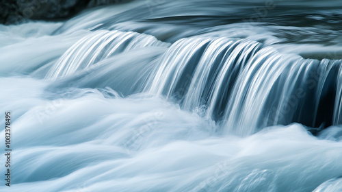 A waterfall captured in slow motion on a digital camera screen, showcasing the beauty of the flowing water 