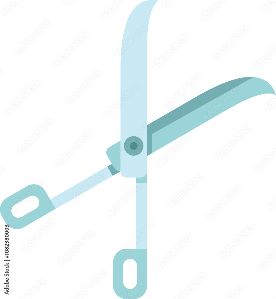 Grass shear cutting grass icon in flat style isolated on white background Grass shear cutting grass icon in flat style isolated on white background