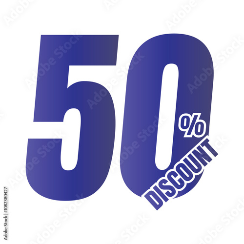 Art & Illustr50% discount deal sign icon, 50 percent special offer discount vector, 50 percent sale price reduction offer design, Friday shopping sale discount percentage icon designation