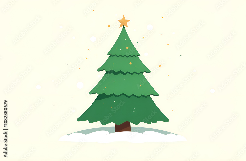 Simple green Christmas tree with colourful presents seasonal theme concept Simple green Christmas tree with colourful presents seasonal theme concept