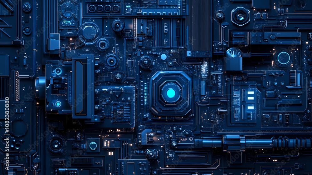 Digital technology blue mechanical structure illustration poster background Digital technology blue mechanical structure illustration poster background