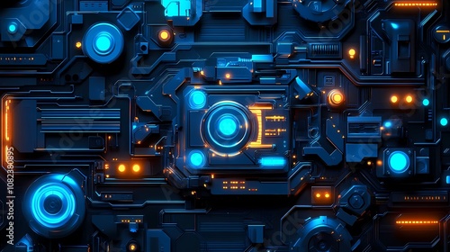 Digital technology blue mechanical structure illustration poster background