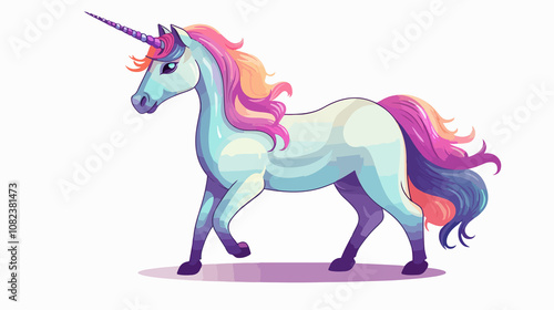 Retro Cartoon Unicorn Vector Illustration