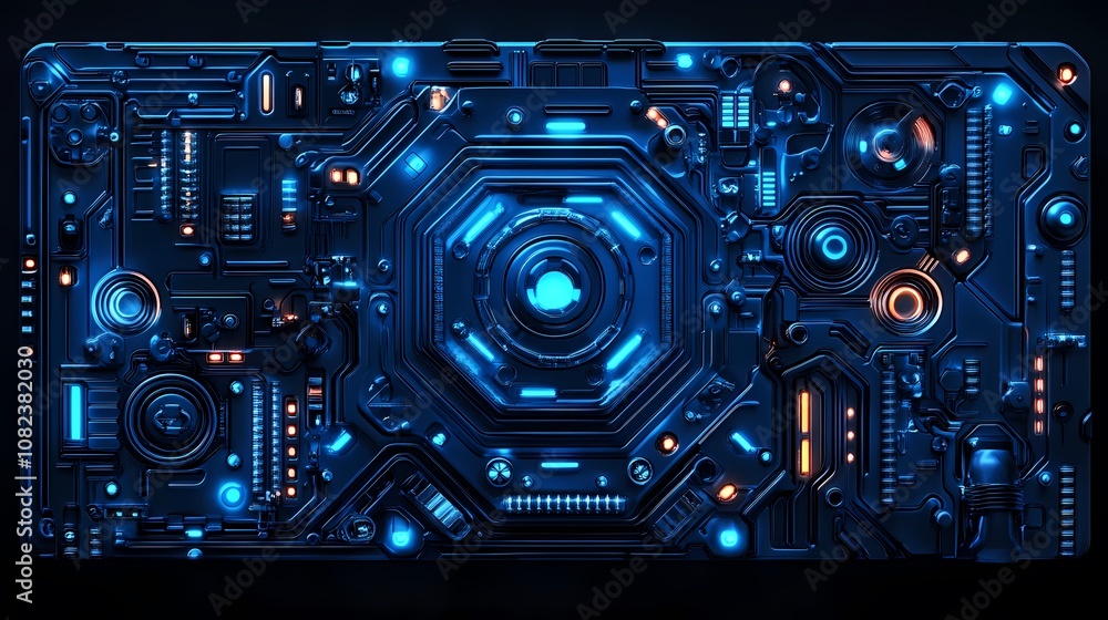 Digital technology blue mechanical structure illustration poster background Digital technology blue mechanical structure illustration poster background