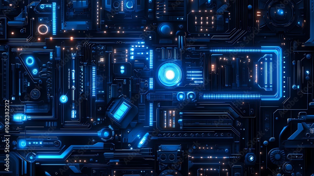 Digital technology blue mechanical structure illustration poster background Digital technology blue mechanical structure illustration poster background