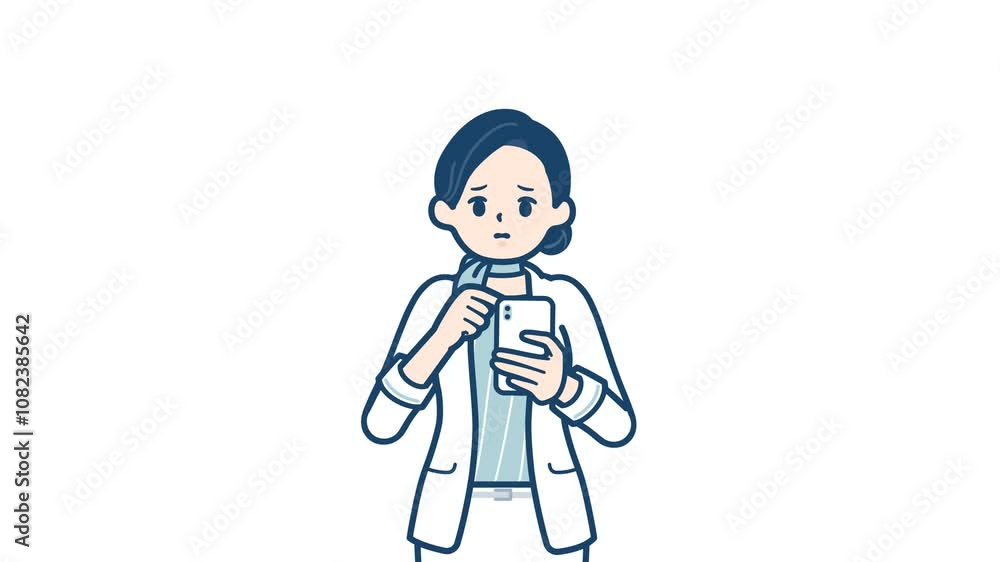 Beauty adviser woman_smartphone trouble_with alpha channel Beauty adviser woman_smartphone trouble_with alpha channel