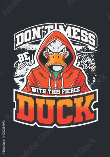 Fierce Duck Character Graphic for T-Shirt