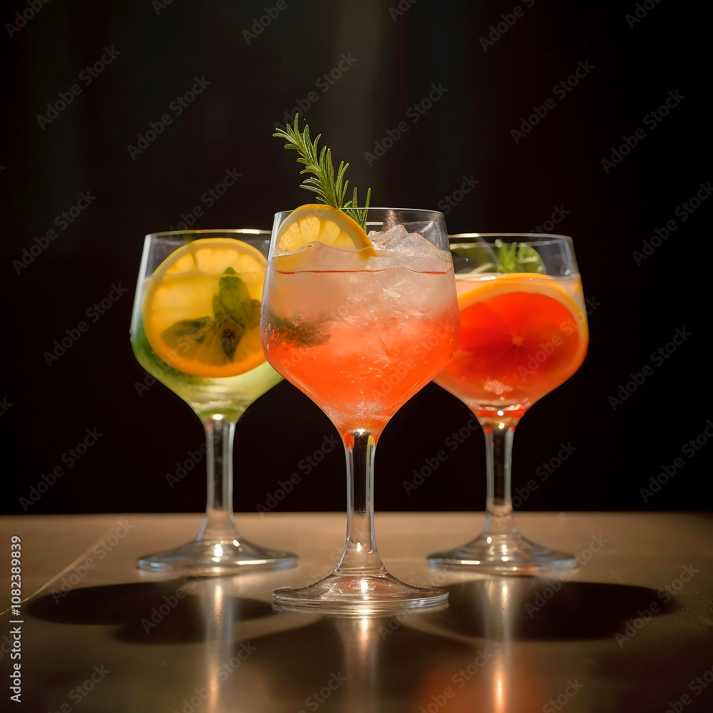 Several glasses of cocktails, mocktail, fruit juice, beautiful color for party. Several glasses of cocktails, mocktail, fruit juice, beautiful color for party.