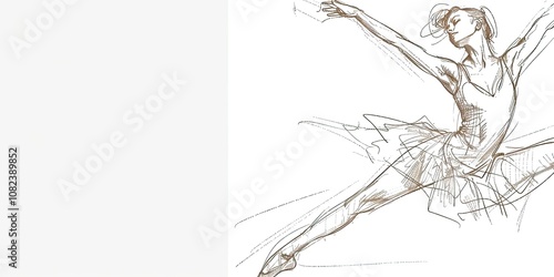 A sketch of a beautiful ballerina dancing, isolated on a white background