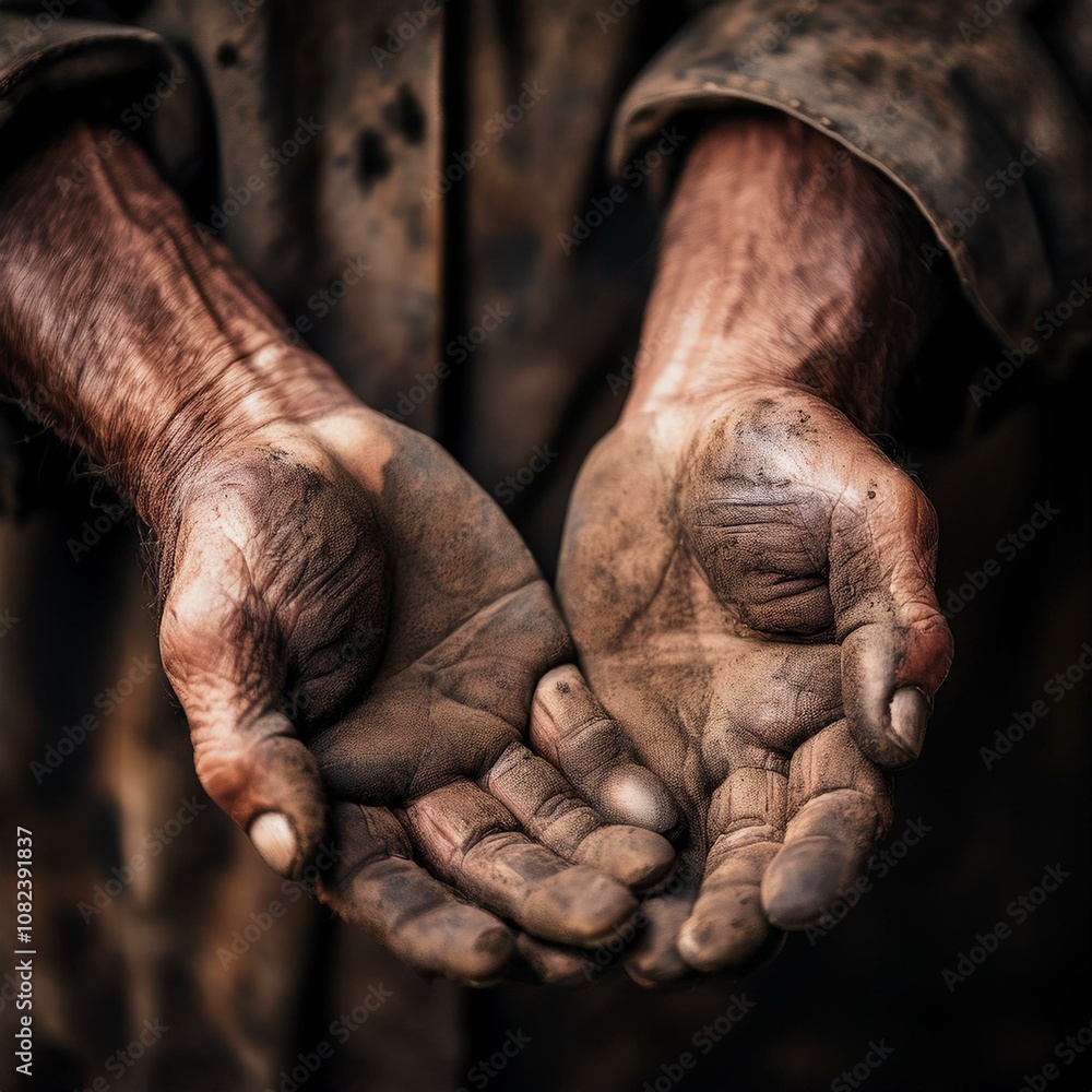 Fototapeta premium Dirty working persons hands,close-up