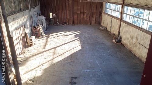 Bright Overhead View of Organized Warehouse Storage Space