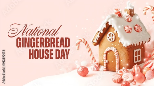 National Gingerbread House Day. December 12. Holiday illustration.