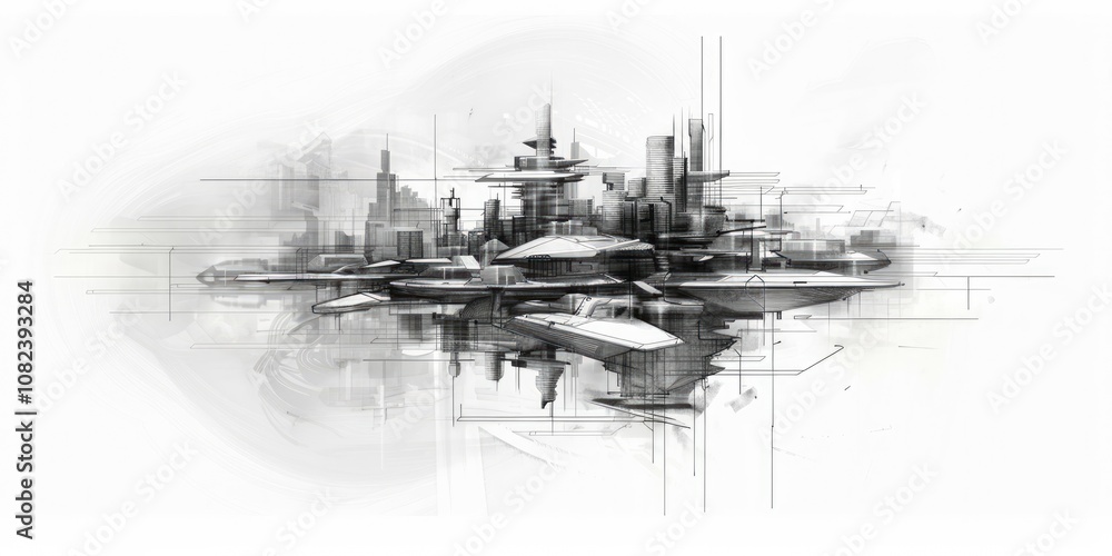 An architectural drawing of an elegant Art building An architectural drawing of an elegant Art building