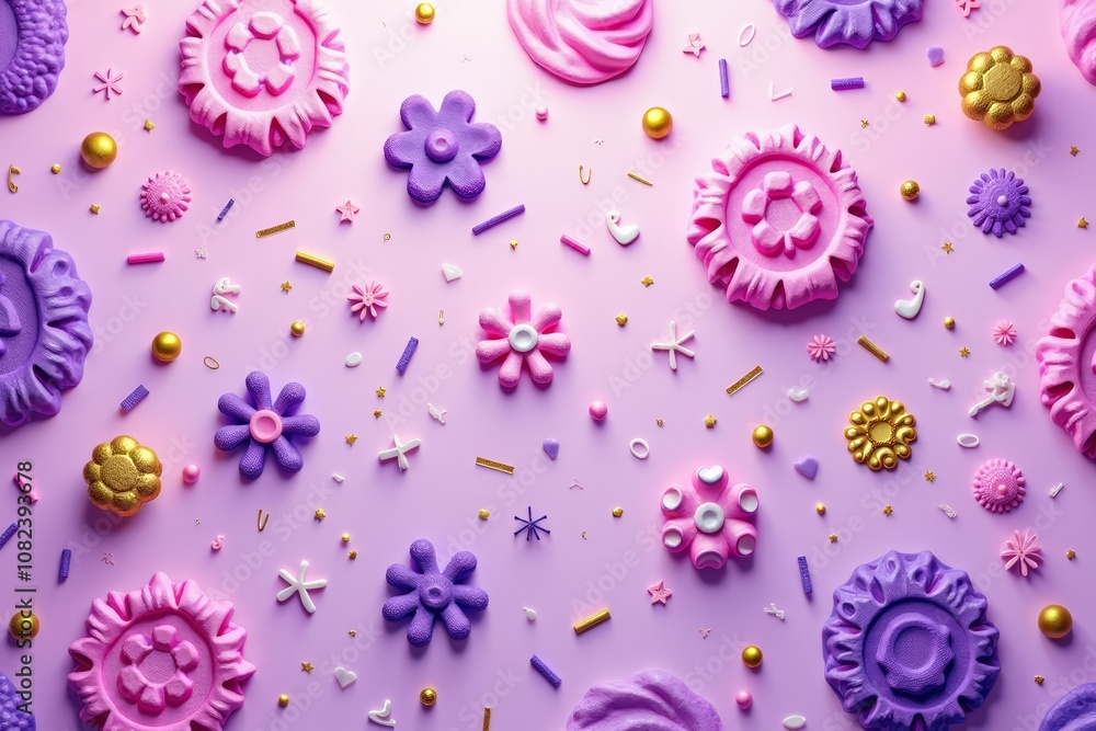 Colorful candy flowers on purple background Colorful candy flowers on purple background