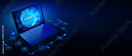 Successful team leader.  Business leadership concepts. A successful team leader is a manager market leader. 3d illustration