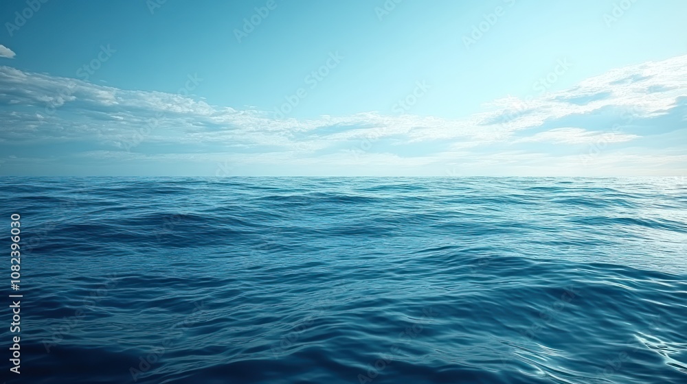 Obraz premium Tranquil ocean view under a clear blue sky.