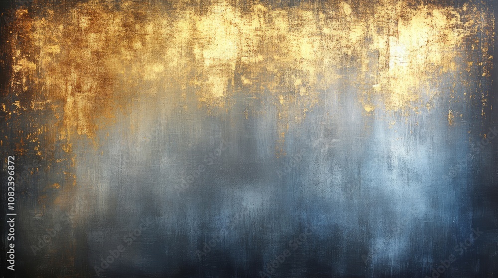 Obraz premium Dynamic interplay of gold and blue, an abstract painting of swirling hues metallic accents