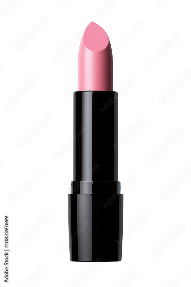 Dark Pink Glossy Lipstick in Black Packaging on White Background with Gradient Overlay and Striped Pattern Dark Pink Glossy Lipstick in Black Packaging on White Background with Gradient Overlay and Striped Pattern
