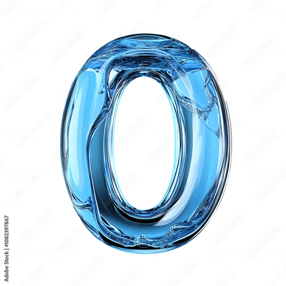 Shiny Metallic Three-Dimensional Number Zero Displayed Against Clear Background Shiny Metallic Three-Dimensional Number Zero Displayed Against Clear Background