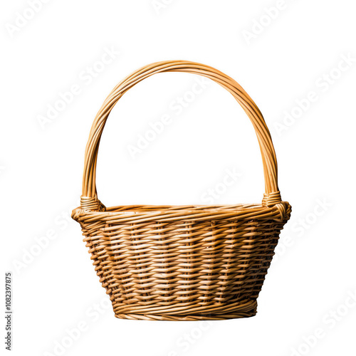 Classic Woven Basket on Black Background Traditional Design Handmade Natural Fiber Basket Simple Timeless Style