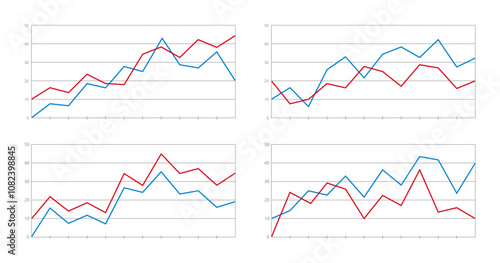 Set of line chart infographic. 