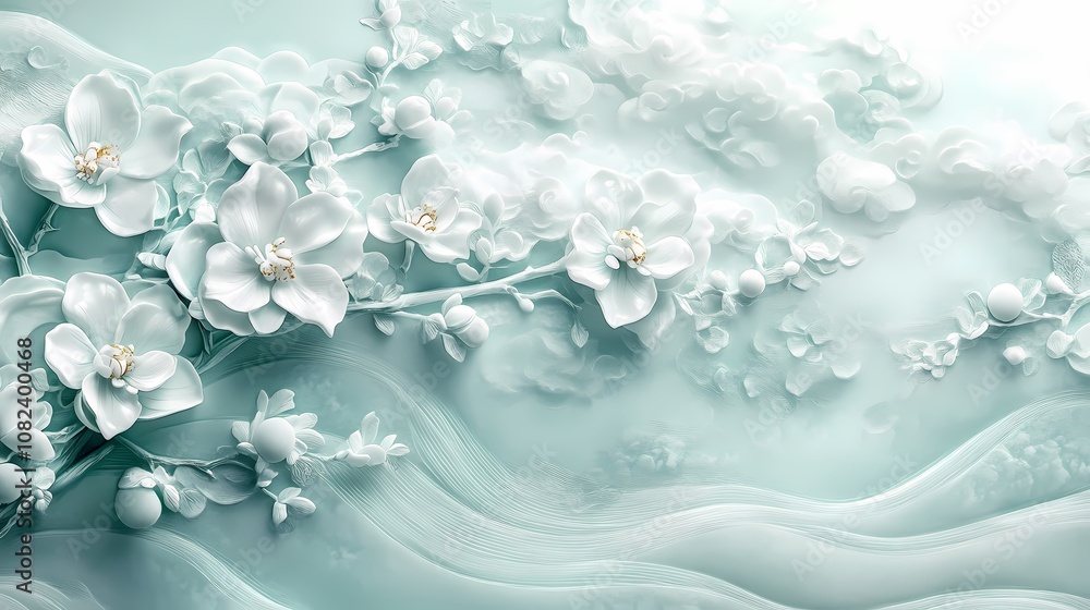 
Traditional Chinese jade carving orchid illustration poster background
