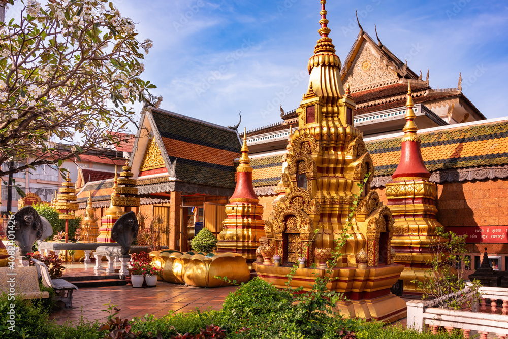 Obraz premium Temple in Siem Reap, Cambodia. Traditional asian architecture