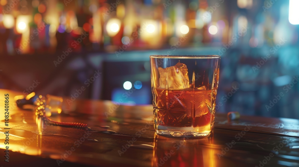 Bar Scene Highlighting Alcohol Consumption and Health Risks Bar Scene Highlighting Alcohol Consumption and Health Risks
