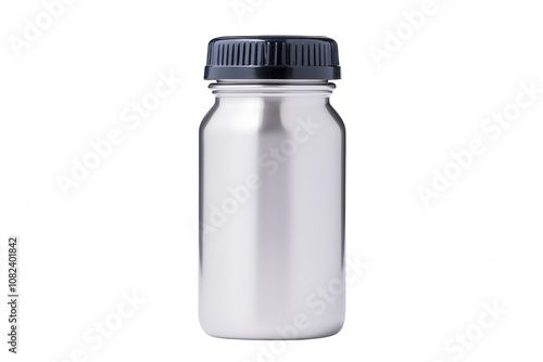 Transparent Powder Bottle on Dark Surface Under Soft Ambient Lighting