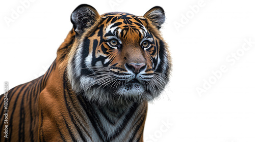 Tiger stands tall majestic portrait striking black and orange striped beauty photo