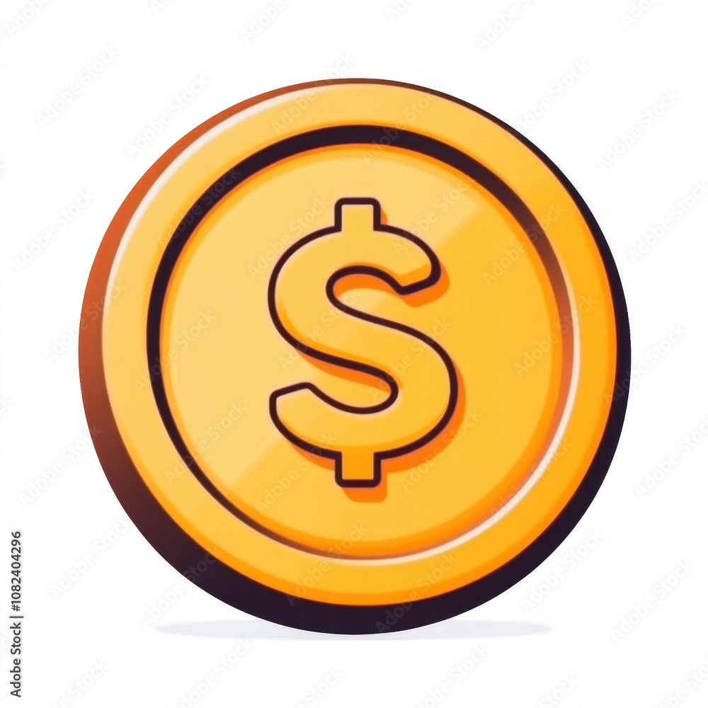 Glossy Orange Dollar Coin Icon for Economy and Investment Graphics Glossy Orange Dollar Coin Icon for Economy and Investment Graphics