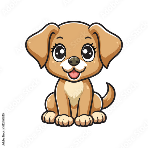 Cute Happy Puppy Dog Mascot Cartoon Vector Illustration