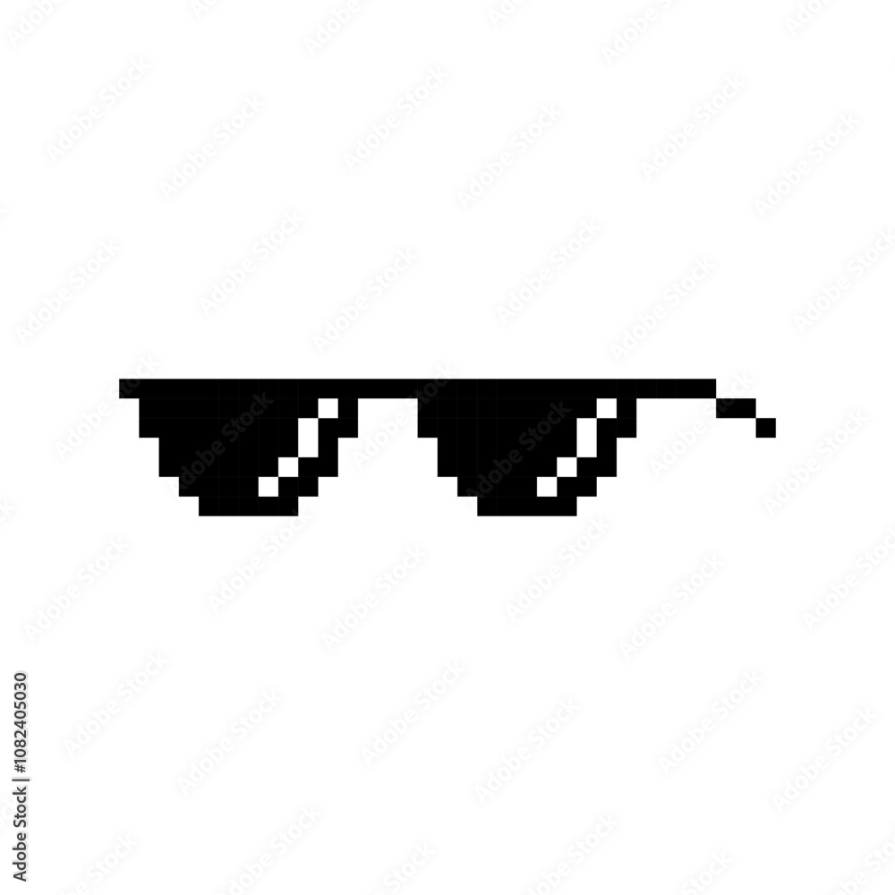 Sunglasses 8-bit icon game element, Sunglasses pixel item for game interface. Sunglasses 8-bit icon game element, Sunglasses pixel item for game interface.