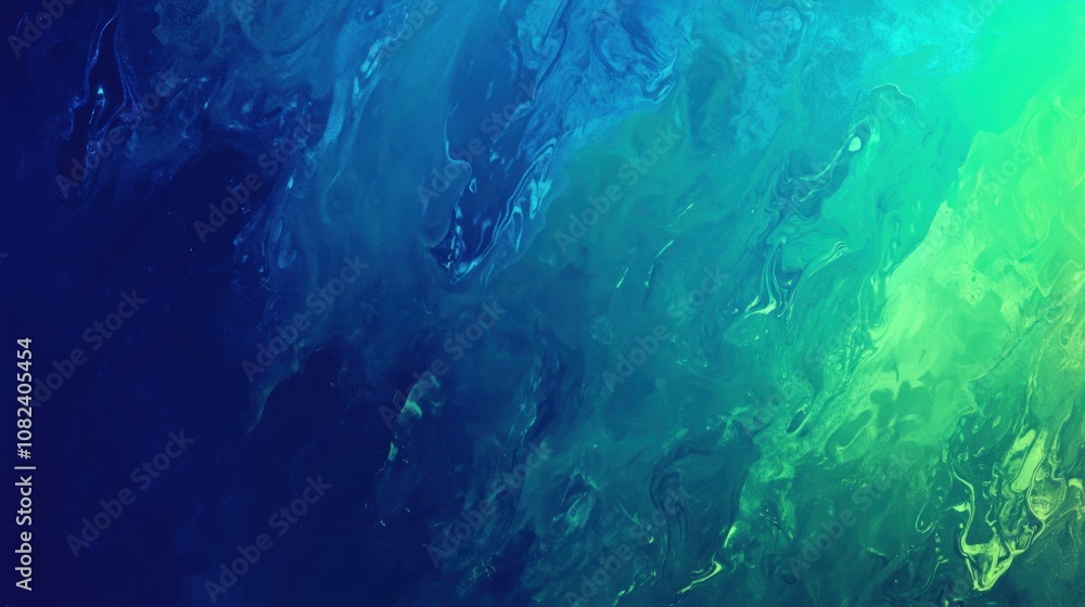 Obraz premium Abstract Swirling Blue and Green Paint