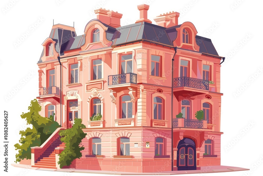 Fototapeta premium An architectural drawing of an elegant Art building