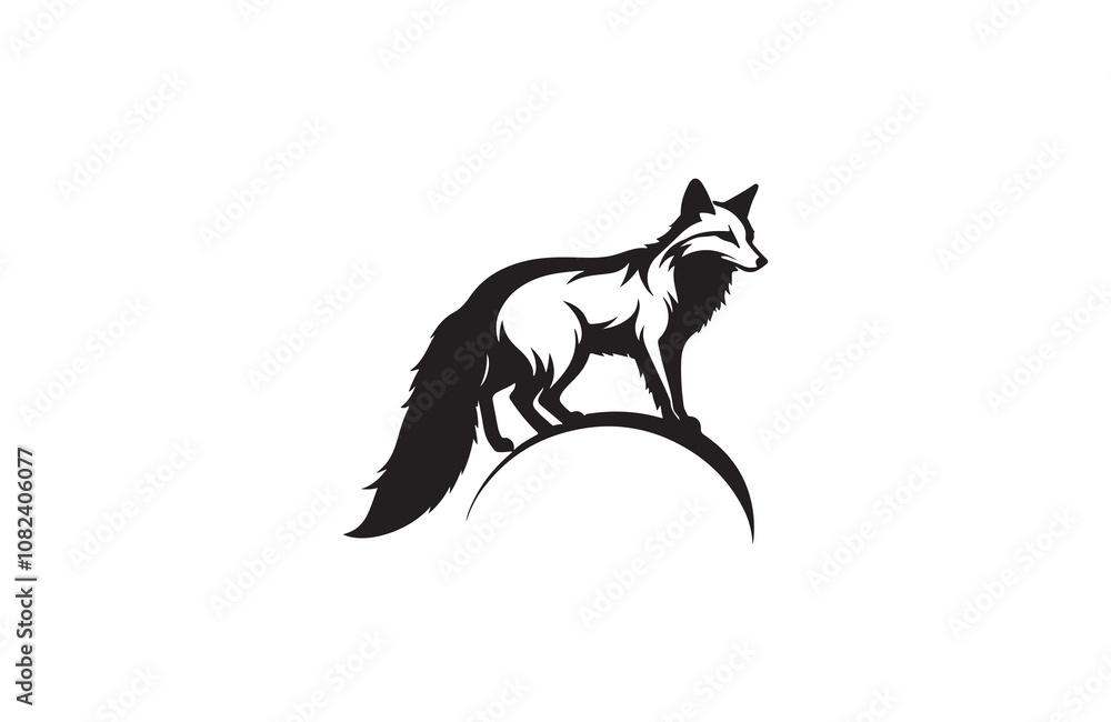 Fototapeta premium fox silhouette vector outline art illustration logo design