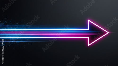 Futuristic Dynamic Arrow with Neon Colors and Light Streaks