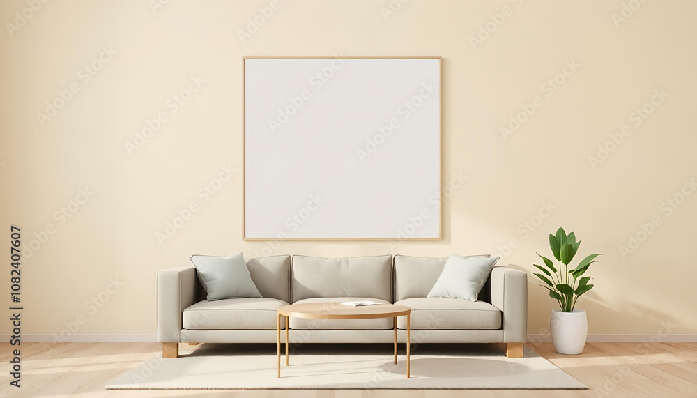 Mockup Poster Frame in Hipster Interior – Christmas Decoration, 3D Render Mockup Poster Frame in Hipster Interior – Christmas Decoration, 3D Render