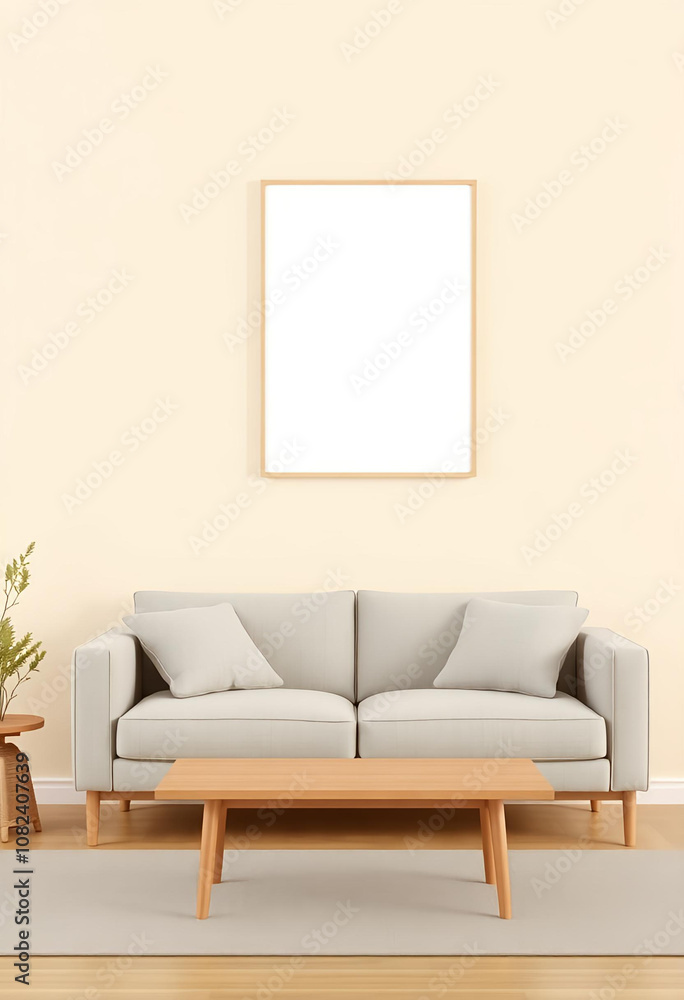 Modern Hipster Interior Background – 3D Render of Mockup Poster Frame with Christmas Touch Modern Hipster Interior Background – 3D Render of Mockup Poster Frame with Christmas Touch
