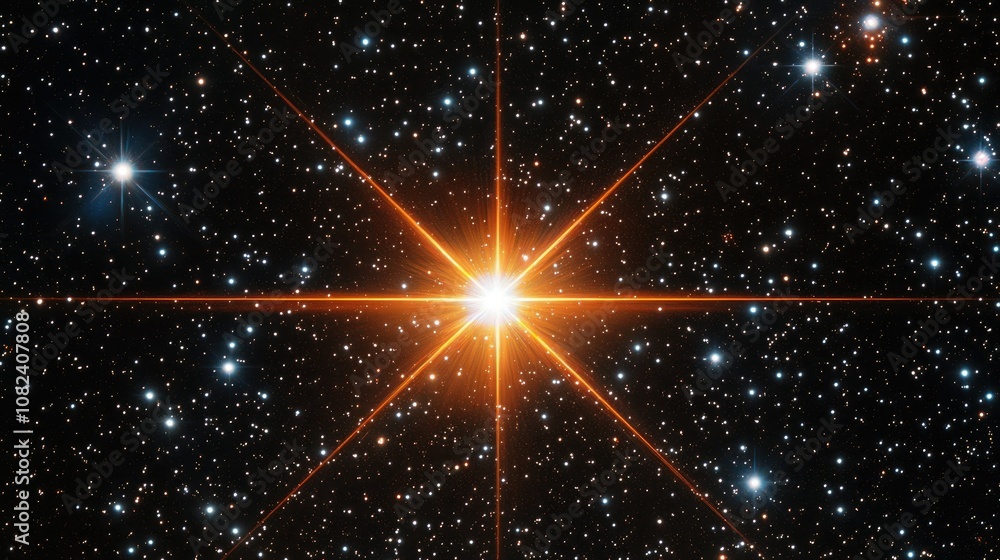 Stunning Close-Up of a Bright Star in the Cosmos Surrounded by a Field of Distant Stars, Illustrating the Beauty and Depth of Outer Space in Vivid Detail Stunning Close-Up of a Bright Star in the Cosmos Surrounded by a Field of Distant Stars, Illustrating the Beauty and Depth of Outer Space in Vivid Detail