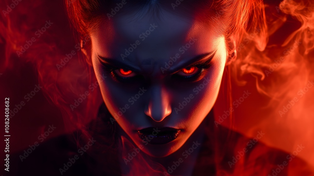 custom made wallpaper toronto digitalGlaring Fury: Intense Woman with Glowing Red Eyes