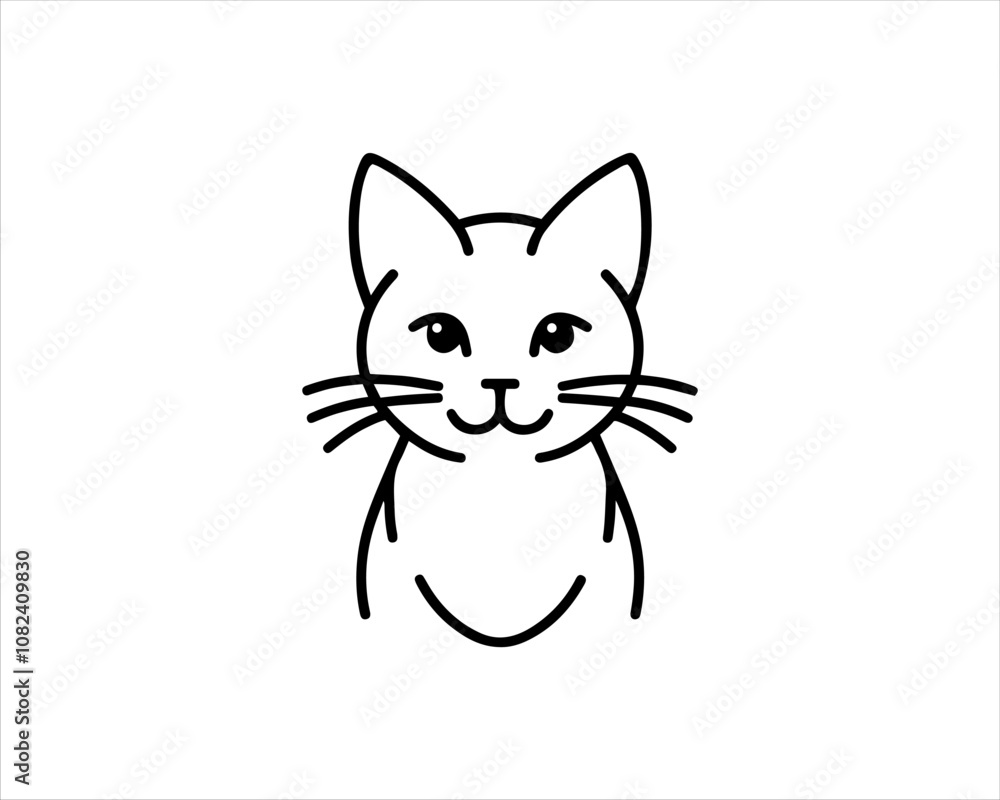 Obraz premium Minimal thin line cat logo vector template. Outline cat icon symbol vector illustration.