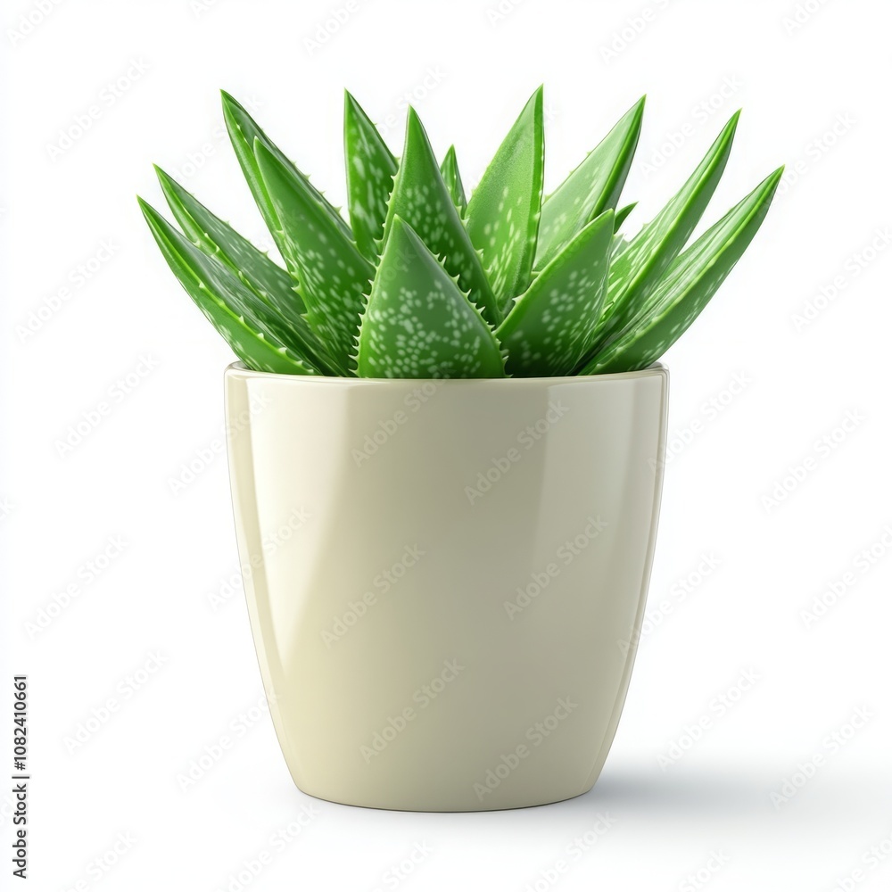 Green Aloe Vera Plant Isolated on White Background, Symbolizing Natural Health and Wellness Green Aloe Vera Plant Isolated on White Background, Symbolizing Natural Health and Wellness