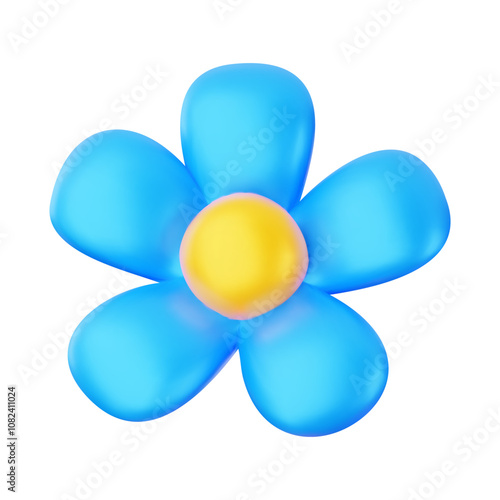 3d vector illustration simple design element flower bud blue