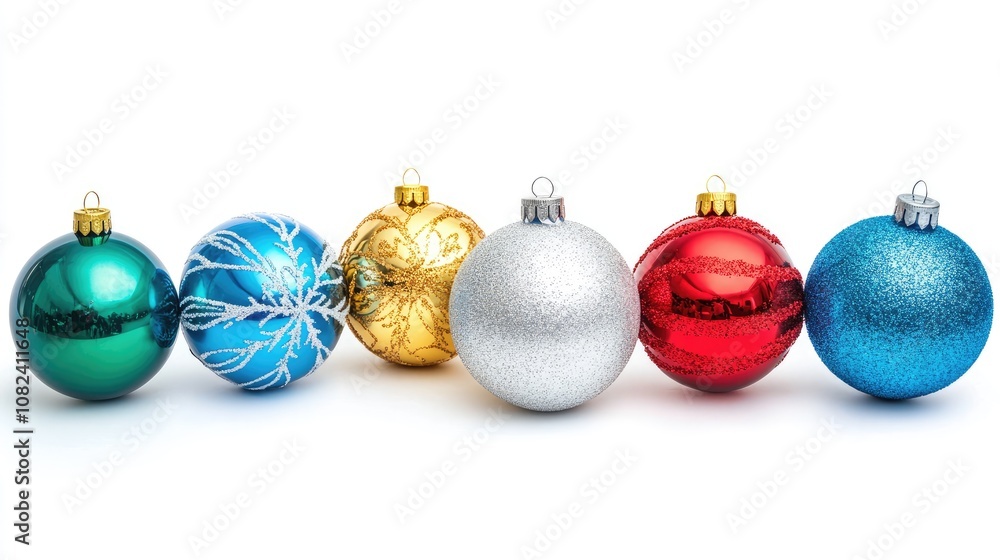 Christmas balloons, traditional theme, colorful, isolated on white background Christmas balloons, traditional theme, colorful, isolated on white background