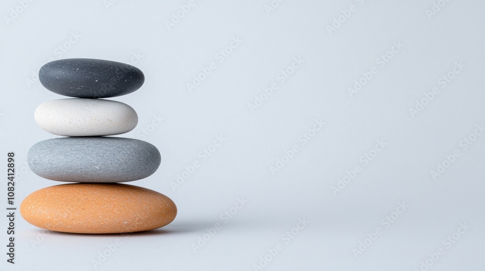 A stack of four rocks on a white background A stack of four rocks on a white background