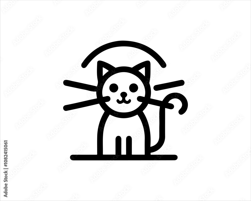 Minimal thin line cat logo vector template. Outline cat icon symbol vector illustration. Minimal thin line cat logo vector template. Outline cat icon symbol vector illustration.