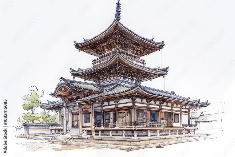 Fototapeta premium An architectural drawing of an elegant Art building