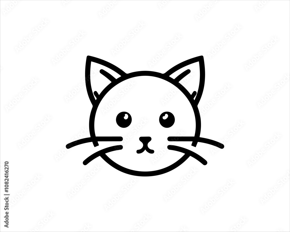 Minimal thin line cat logo vector template. Outline cat icon symbol vector illustration. Minimal thin line cat logo vector template. Outline cat icon symbol vector illustration.