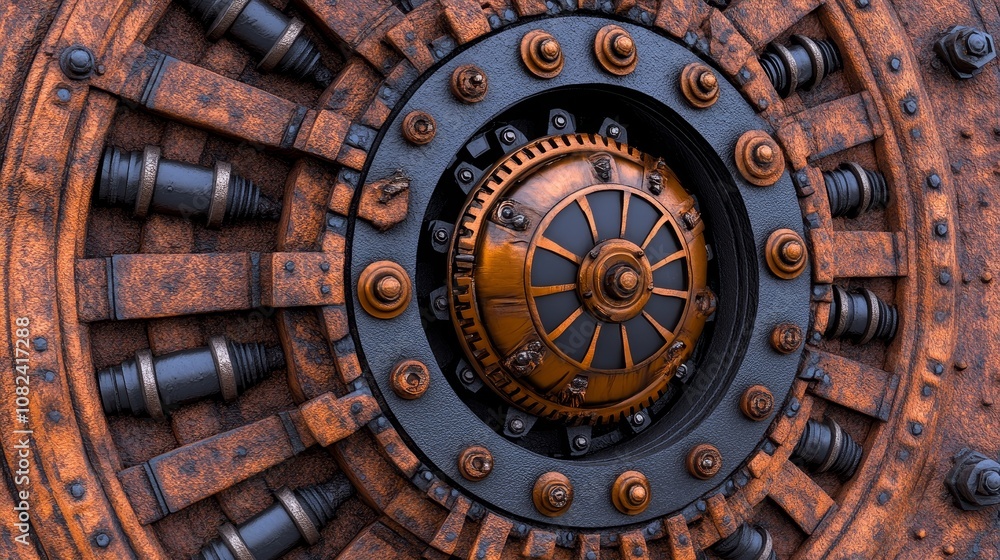 Steampunk Gear Mechanism Closeup Rusty Metal Industrial Design Abstract Background Steampunk Gear Mechanism Closeup Rusty Metal Industrial Design Abstract Background